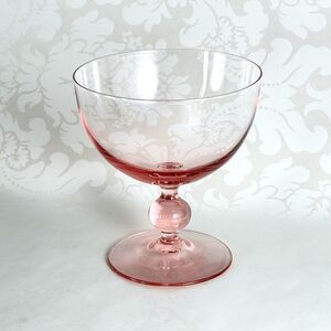 Pink Crystal Champagne Tall Sherbet Cocktail Glass with Ball Stem 4"